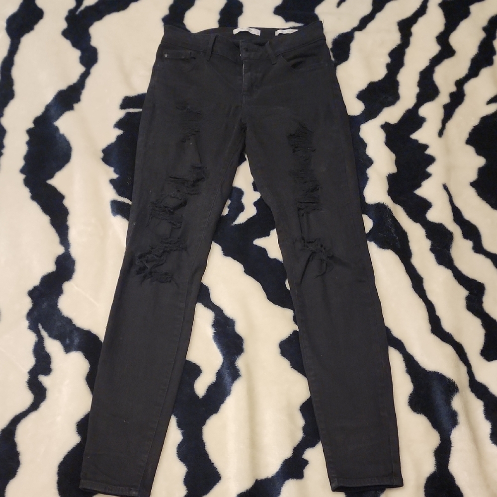 Black Distressed "Sexy Curve" Women's Jeans